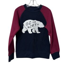 Joe Fresh From Kids' Go North Bear Sweatshirt - Navy and Burgundy Size Small